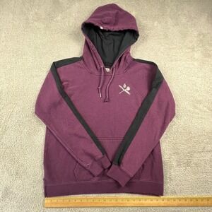 Volcom Hoodie Womens Medium Purple Black Colorblock Skate Pullover Streetwear
